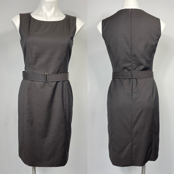 HUGO BOSS DOBINA Virgin Wool Shift Dress Belt Career Work Office Business 36 XS - Picture 3 of 16